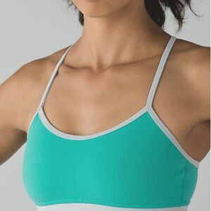 Lululemon Flow Y Bra IV Women's Size 6 Teal/Grey Heathered Sports Bra